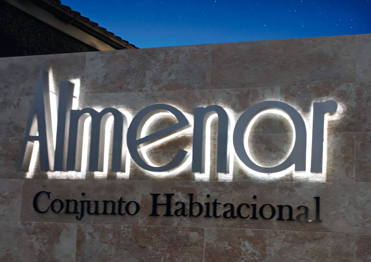 Rótulo 3D de Almenar con perfil de aluminio y acrílico